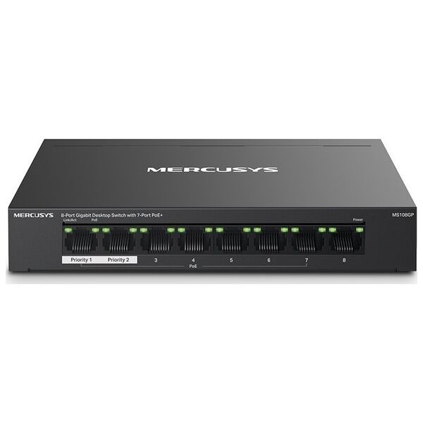 Switch Mercusys MERCUSYS switch MS108GP (8xGbE,7xPoE+,65W,fanless)