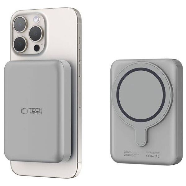 Magnetic Powerbank 10000mAh 15W USB-C Tech-Protect LifeMag PB11 MagSafe Titanium 5906302309504