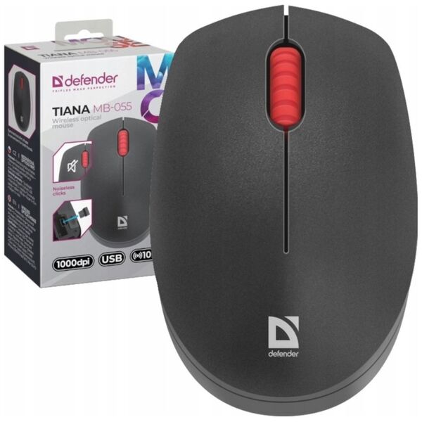 Mysz Defender Mysz bezprzewodowa Defender TIANA MB-055 optyczna bezklikowa silent 1000dpi 3P czarna