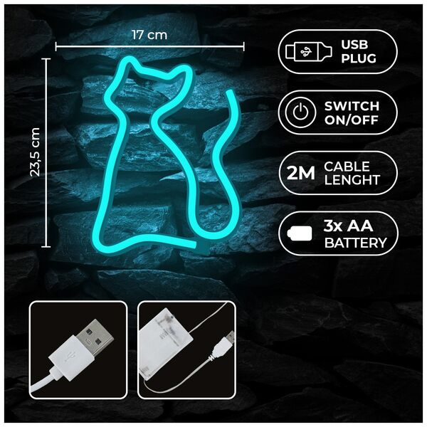 Neon LED Light CAT turquoise NNE24 Neolia 5907457773479