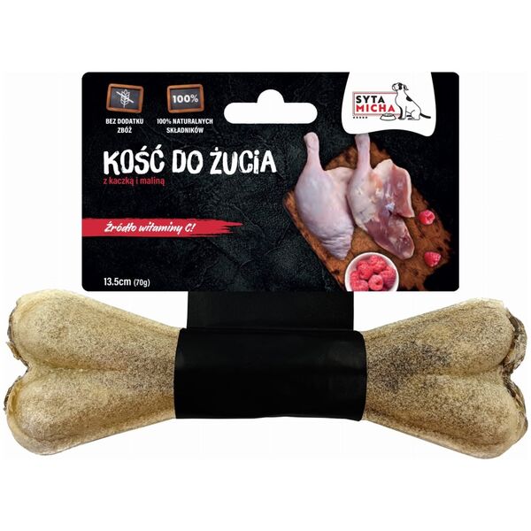 Syta Micha SYTA MICHA Kość do żucia dla psa z kaczką i malinami 13,5cm