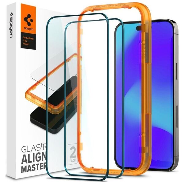 Spigen Szkło hartowane Spigen GLAS.tR Slim AlignMaster Apple iPhone 14 Pro Max Black [2 PACK]