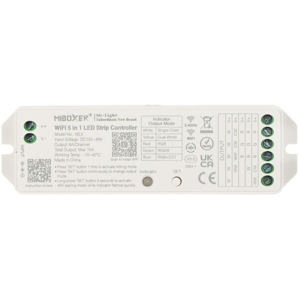 MiBoxer STEROWNIK OŚWIETLENIA LED WL5 Wi-Fi, 2.4 GHz, RGBCCT (RGBWW) 12... 48V DC MiBOXER / Mi-Light