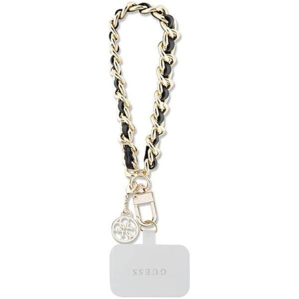 Guess Guess GUOUCHSAMC4K Universal Hand Strap czarny/black Saffiano Chain 4G Charm