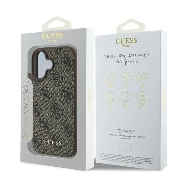 Original Case IPHONE 16 PLUS Guess Hardcase 4G Classic (GUHCP16MG4GFBR) brown 3666339346010