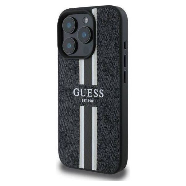 Original Case IPHONE 16 PRO Guess Hardcase 4G Printed Stripes MagSafe (GUHMP16LP4RPSK) black 3666339342104