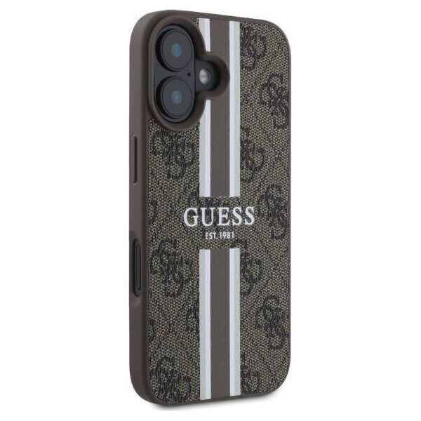 Original Case IPHONE 16 Guess Hardcase 4G Printed Stripes MagSafe (GUHMP16SP4RPSW) brown 3666339342128