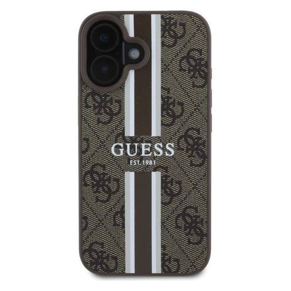 Original Case IPHONE 16 Guess Hardcase 4G Printed Stripes MagSafe (GUHMP16SP4RPSW) brown 3666339342128