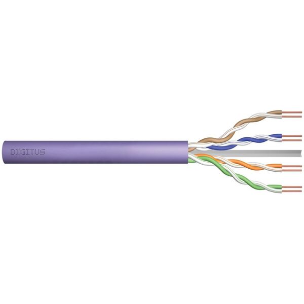 Digitus Kabel teleinformatyczny instalacyjny DIGITUS kat.6, U/UTP, Dca, drut, AWG 23/1, LSOH, 50m, fioletowy, ofoliowany