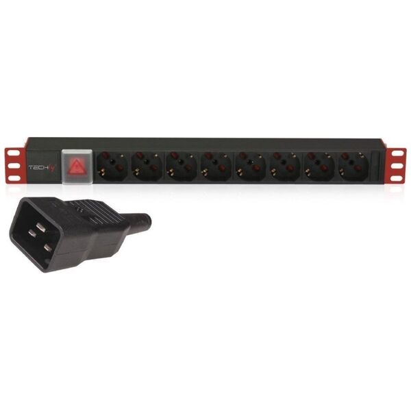 Techly Techly Listwa Zasilająca Rack 1U 8x Schuko/UNEL, Kabel C20 3m, 16A