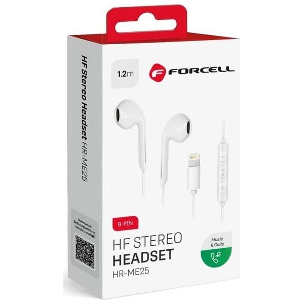 Słuchawki ForCell Douszne do Apple iPhone Lightning 8-pin białe HR-ME25