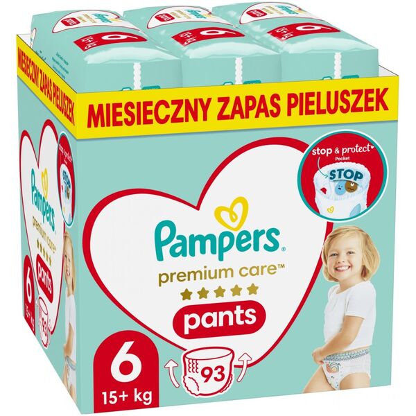 Pieluszki Pampers Pants Premium Care 6, 15+ kg, 93 szt.