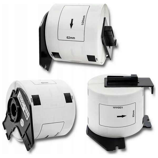 Qoltec Taśma Qoltec do BROTHER DK-11202 | 62mm x 100mm | 300 etykiet | Biała / Czarny nadruk | Rolka z uchwytem