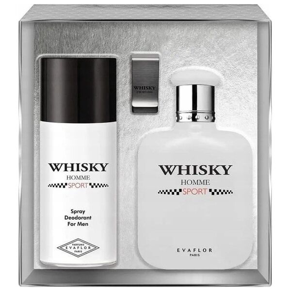 SET EVAFLOR Whisky Homme Sport EDT spray 100ml + DEO spray 150ml + CLIP