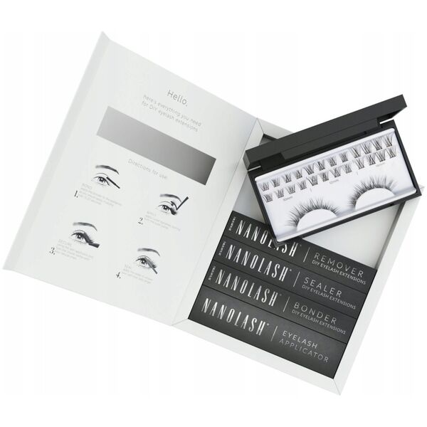 NANOLASH_SET sztuczne rzęsy 10,12,14mm Classy 36szt. + bonder do rzęs 5ml + sealer do rzęs 5ml + aplikator do rzęs 1szt. + remover do rzęs 5ml