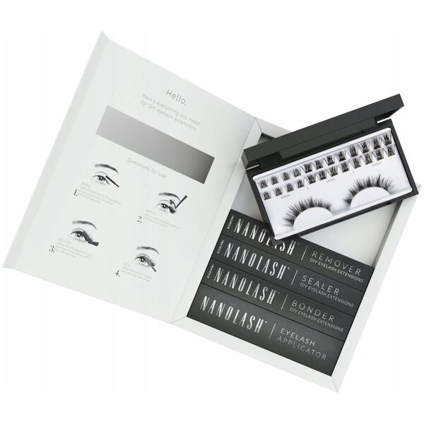NANOLASH_SET sztuczne rzęsy 10,12,14mm Harmony 36szt. + bonder do rzęs 5ml + sealer do rzęs 5ml + aplikator do rzęs 1szt. + remover do rzęs 5ml