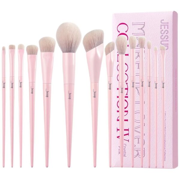 JESSUP_SET Comprehesive Collection estaw czternastu pędzli do makijażu twarzy T495 Crystal Pink