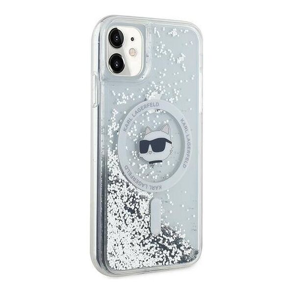 Original Case IPHONE 11 / XR Karl Lagerfeld Hardcase Liquid Glitter Choupette Head MagSafe (KLHMN61LGCHSGH) transparent 3666339285623