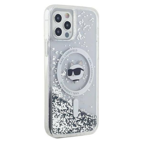 Original Case IPHONE 12 / 12 PRO Karl Lagerfeld Hardcase Liquid Glitter Choupette Head MagSafe (KLHMP12MLGCHSGH) transparent 3666339285630