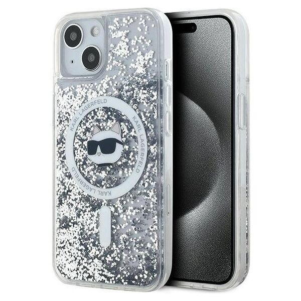 Original Case IPHONE 13 / 14 / 15 Karl Lagerfeld Hardcase Liquid Glitter Choupette Head MagSafe (KLHMP14SLGCHSGH) transparent 3666339285685