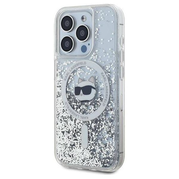 Original Case IPHONE 15 PRO Karl Lagerfeld Hardcase Liquid Glitter Choupette Head MagSafe (KLHMP15LLGCHSGH) transparent 3666339285746