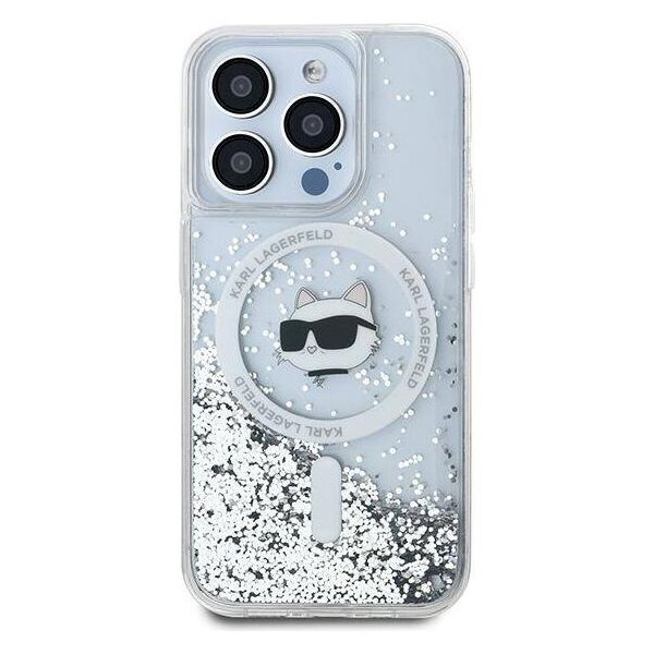 Original Case IPHONE 15 PRO Karl Lagerfeld Hardcase Liquid Glitter Choupette Head MagSafe (KLHMP15LLGCHSGH) transparent 3666339285746