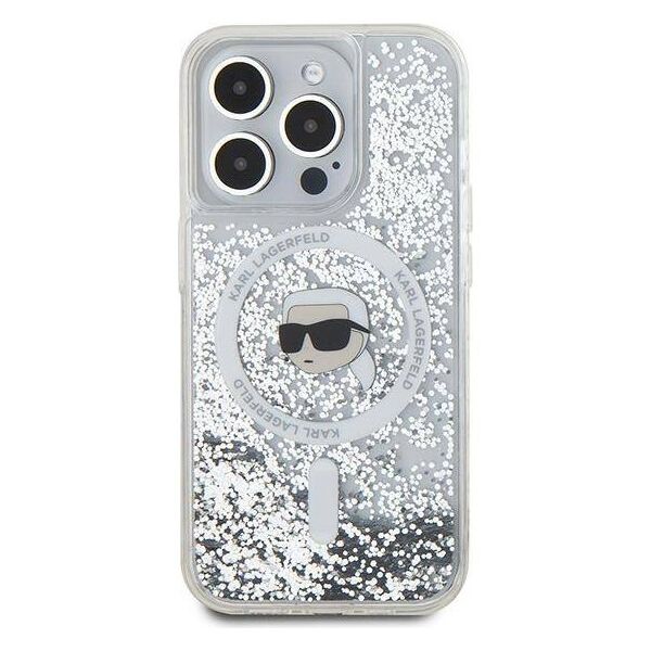 Original Case IPHONE 15 PRO Karl Lagerfeld Hardcase Liquid Glitter Choupette Head MagSafe (KLHMP15LLGKISGH) transparent 3666339285609
