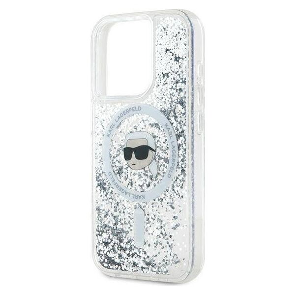 Original Case IPHONE 15 PRO MAX Karl Lagerfeld Hardcase Liquid Glitter Head MagSafe (KLHMP15XLGKISGH) transparent 3666339285616