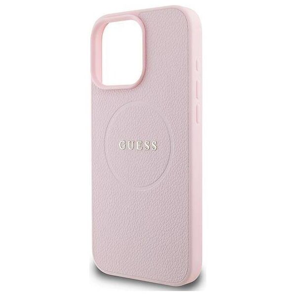 Original Case IPHONE 15 PRO MAX Guess PU Grained Gold Ring MagSafe (GUHMP15XPGHSMMP) pink 3666339303945