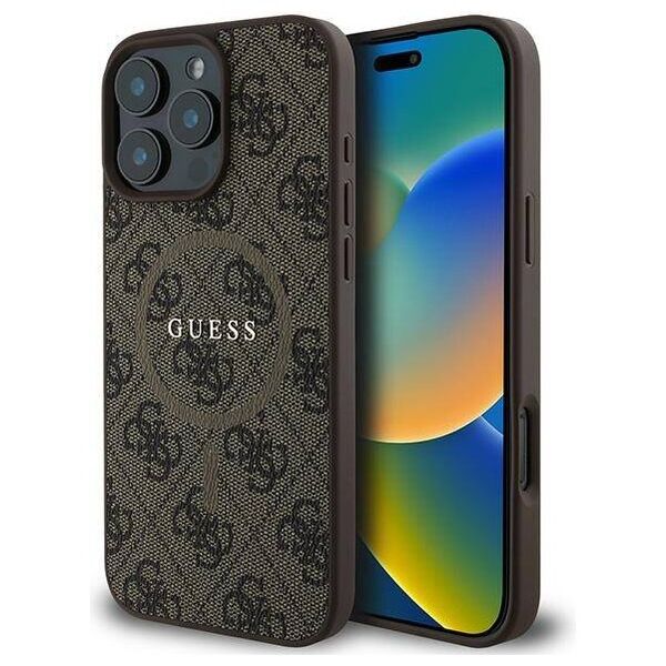 Original Case IPHONE 16 PRO Guess Hardcase 4G Ring Classic Logo MagSafe (GUHMP16LG4GFRW) brown 3666339327262