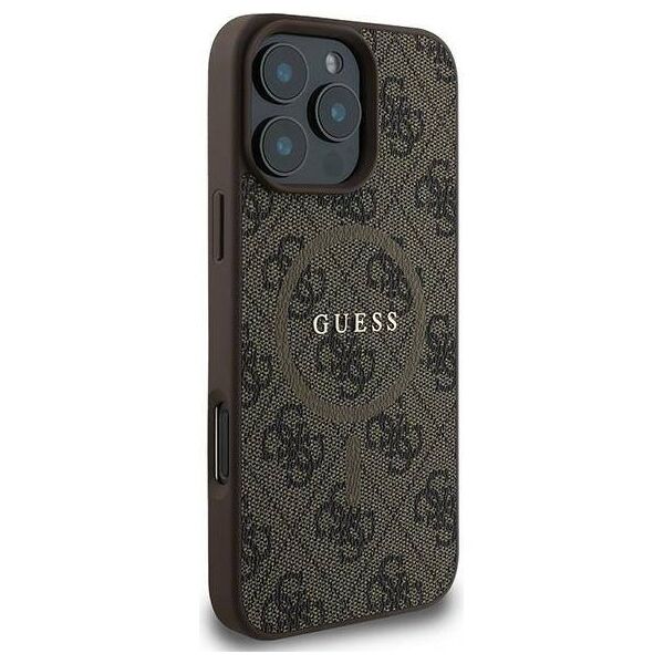 Original Case IPHONE 16 PRO Guess Hardcase 4G Ring Classic Logo MagSafe (GUHMP16LG4GFRW) brown 3666339327262