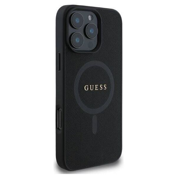 Original Case IPHONE 16 PRO Guess Hardcase Saffiano Classic Logo MagSafe (GUHMP16LPSAHMCK) black 3666339342425