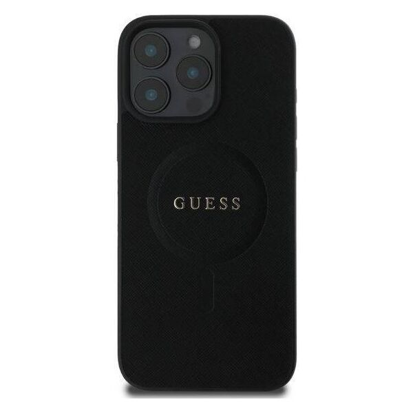 Original Case IPHONE 16 PRO Guess Hardcase Saffiano Classic Logo MagSafe (GUHMP16LPSAHMCK) black 3666339342425