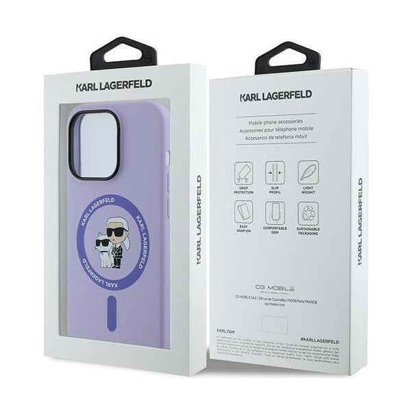 Original Case IPHONE 14 PRO Karl Lagerfeld HC Silicone KC Heads Ring MagSafe (KLHMP14LSCMKCRHU) purple 3666339254308