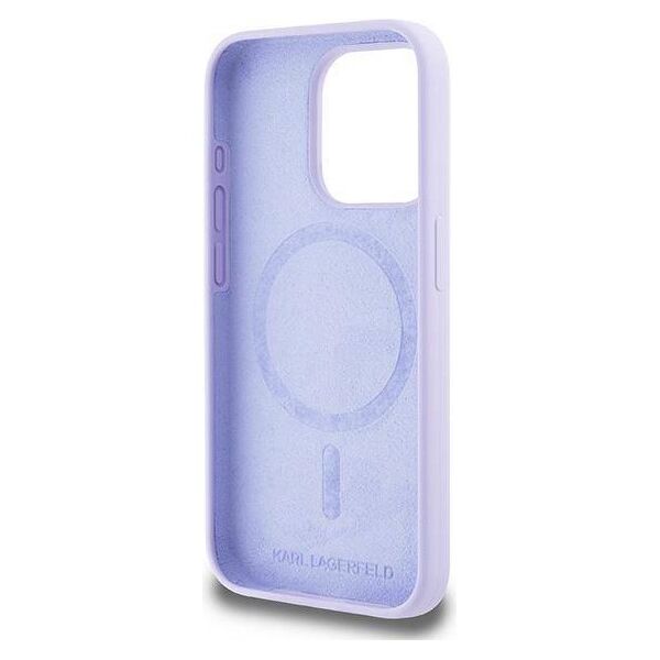 Original Case IPHONE 15 PRO Karl Lagerfeld Hardcase Silicone KC Heads Ring MagSafe (KLHMP15LSCMKCRHU) purple 3666339254346
