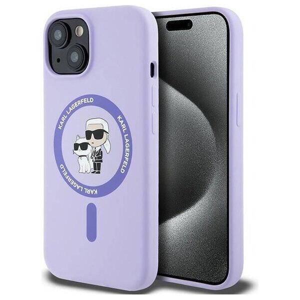Original Case IPHONE 15 Karl Lagerfeld Hardcase Silicone KC Heads Ring MagSafe (KLHMP15SSCMKCRHU) purple 3666339254322
