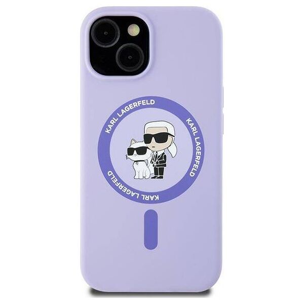 Original Case IPHONE 15 Karl Lagerfeld Hardcase Silicone KC Heads Ring MagSafe (KLHMP15SSCMKCRHU) purple 3666339254322