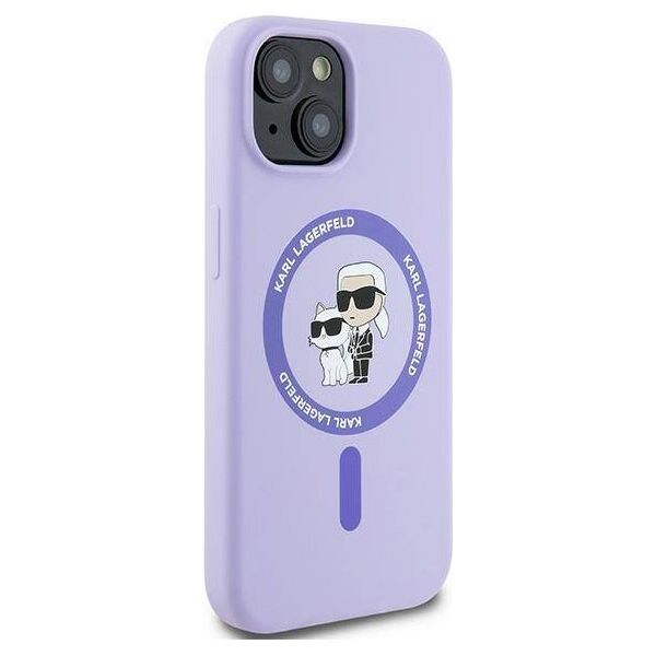 Original Case IPHONE 15 Karl Lagerfeld Hardcase Silicone KC Heads Ring MagSafe (KLHMP15SSCMKCRHU) purple 3666339254322