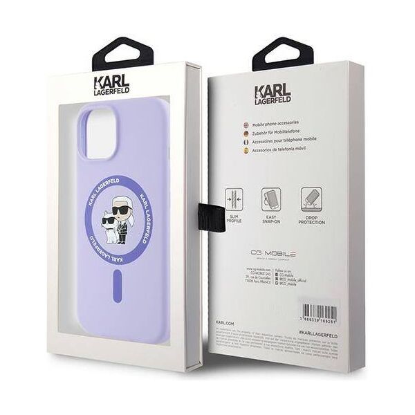 Original Case IPHONE 15 Karl Lagerfeld Hardcase Silicone KC Heads Ring MagSafe (KLHMP15SSCMKCRHU) purple 3666339254322