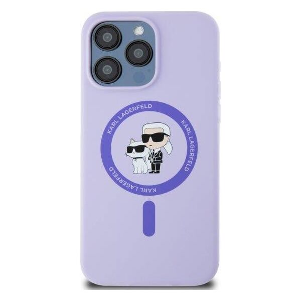 Original Case IPHONE 15 PRO MAX Karl Lagerfeld Hardcase Silicone KC Heads Ring MagSafe (KLHMP15XSCMKCRHU) purple 3666339254353