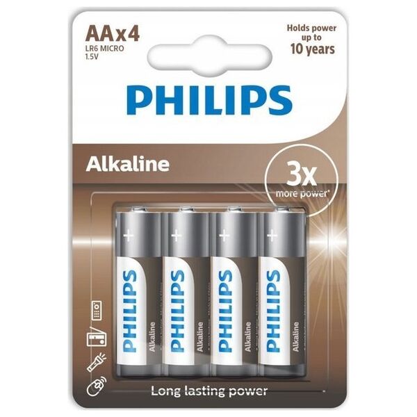 Philips BATERIA PHILIPS AA LR6 BLISTER 4SZT BATERIE ENTRY ALKALINE Phil-LR6A4B/10>