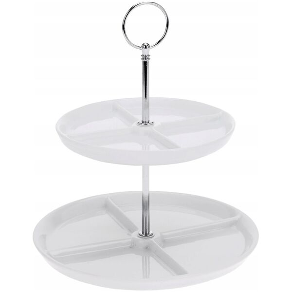 Excellent Houseware Patera porcelanowa z 2 poziomami, 26 cm, biała