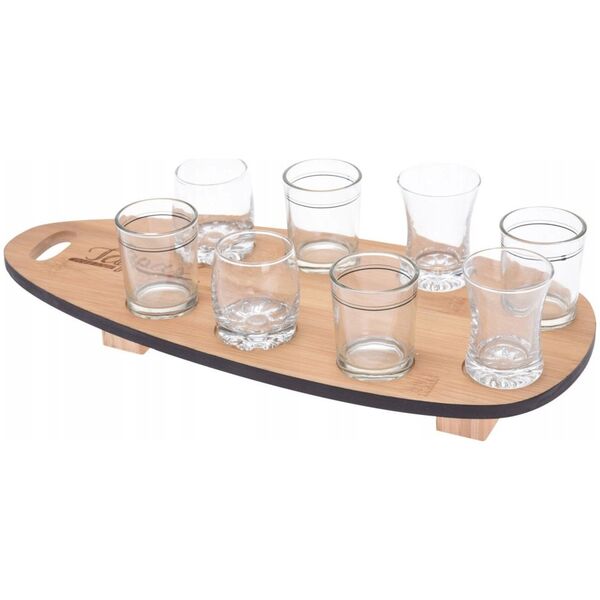 Excellent Houseware Zestaw do przekąsek, 8 szklanek na bambusowej tacy