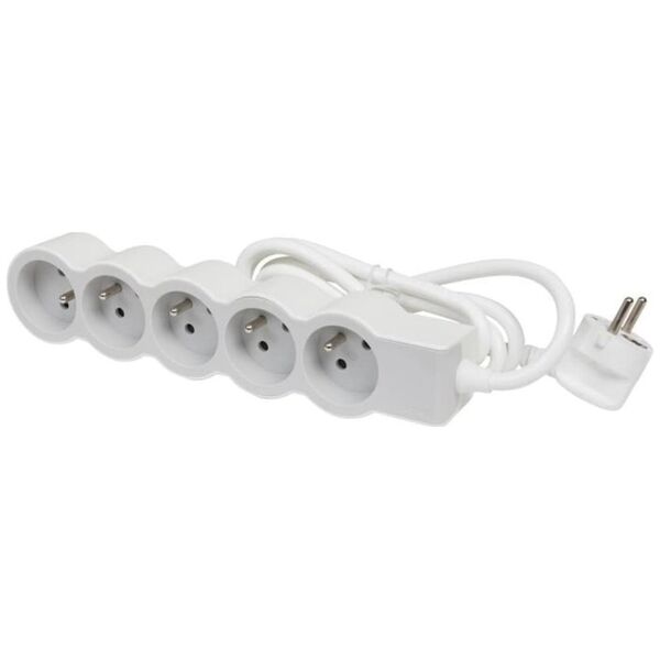 Legrand HELMO Przedłużacz standard 5x2P+Z z przewodem 1.5m 3x1.0 mm2 biały/jasnoszary 049480