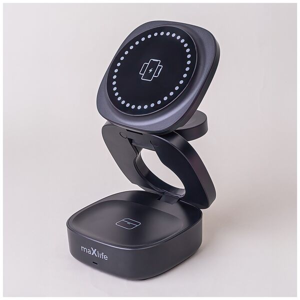 Maxlife MXWC-06 magnetic wireless charger 15W black 3in1 5907457780156