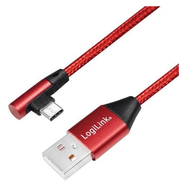 Kabel USB LogiLink USB-A - USB-C 0.3 m Czerwony (CU0145)