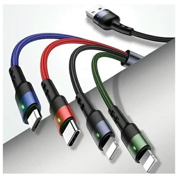Kabel USB Usams Usams Kabel Pleciony U26 4W1 1.2M 2A Fast Charge (2Xlightning/Microusb/Usb-C) Sj317Usb01 (Us-Sj317)