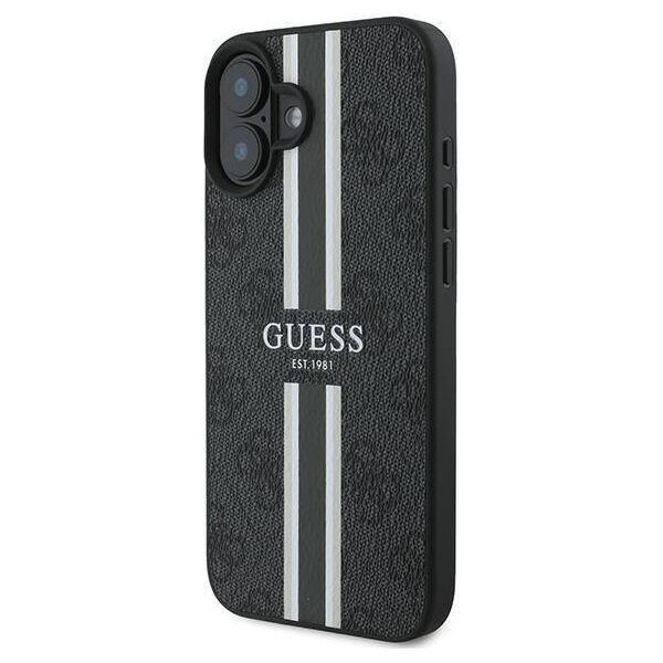 Original Case IPHONE 16 PLUS Guess Hardcase 4G Printed Stripes MagSafe (GUHMP16MP4RPSK) black 3666339342098