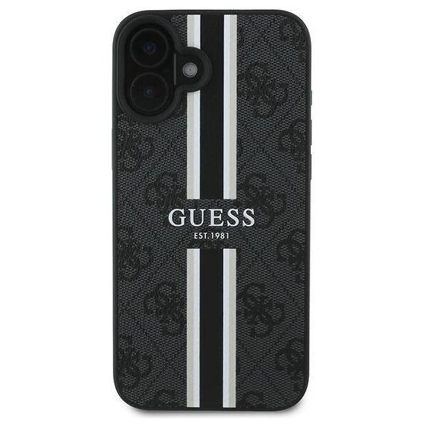 Original Case IPHONE 16 PLUS Guess Hardcase 4G Printed Stripes MagSafe (GUHMP16MP4RPSK) black 3666339342098