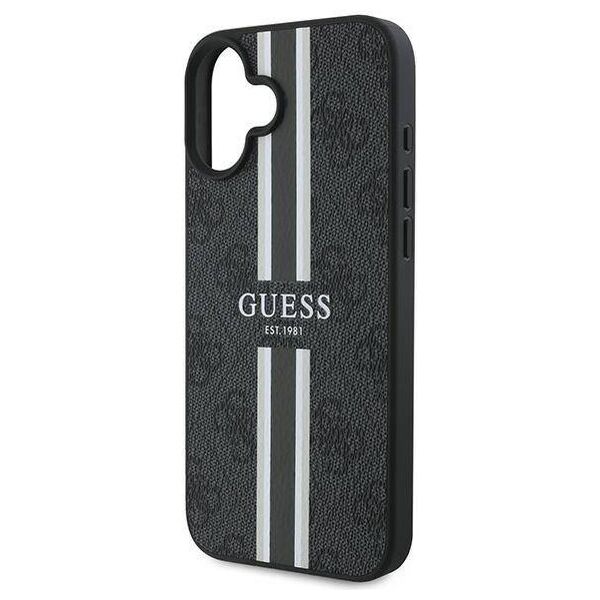 Original Case IPHONE 16 PLUS Guess Hardcase 4G Printed Stripes MagSafe (GUHMP16MP4RPSK) black 3666339342098